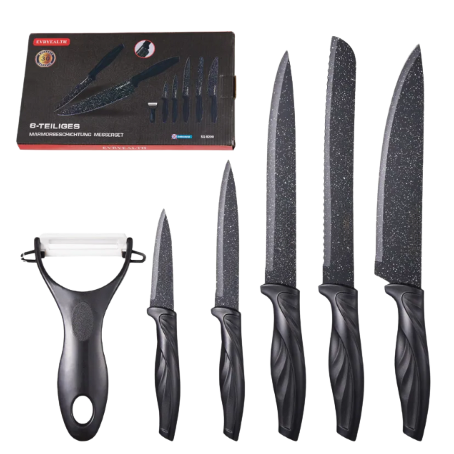 Set de cuchillos x6 piezas Negros
