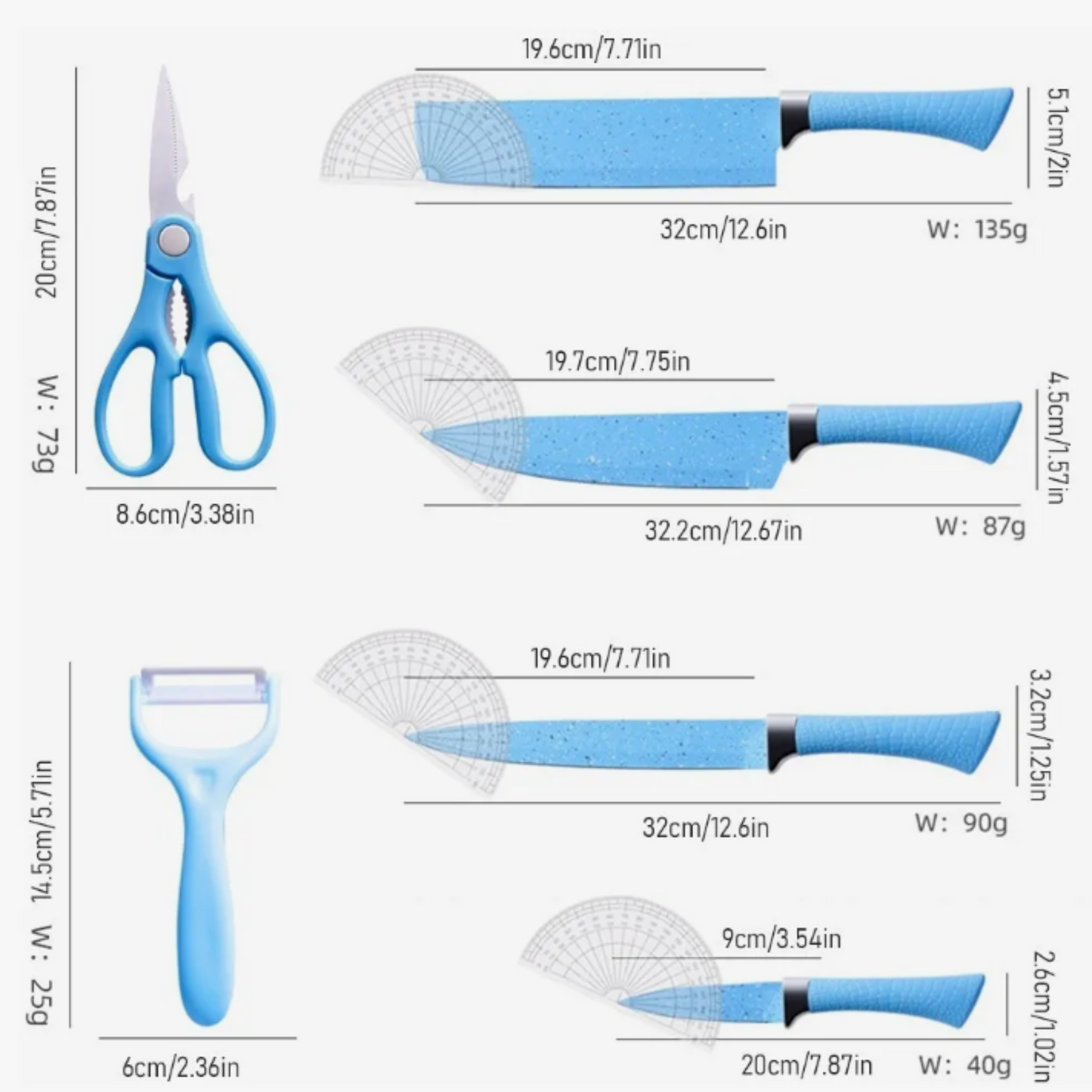 Set de Cuchillos 6 Piezas Azules