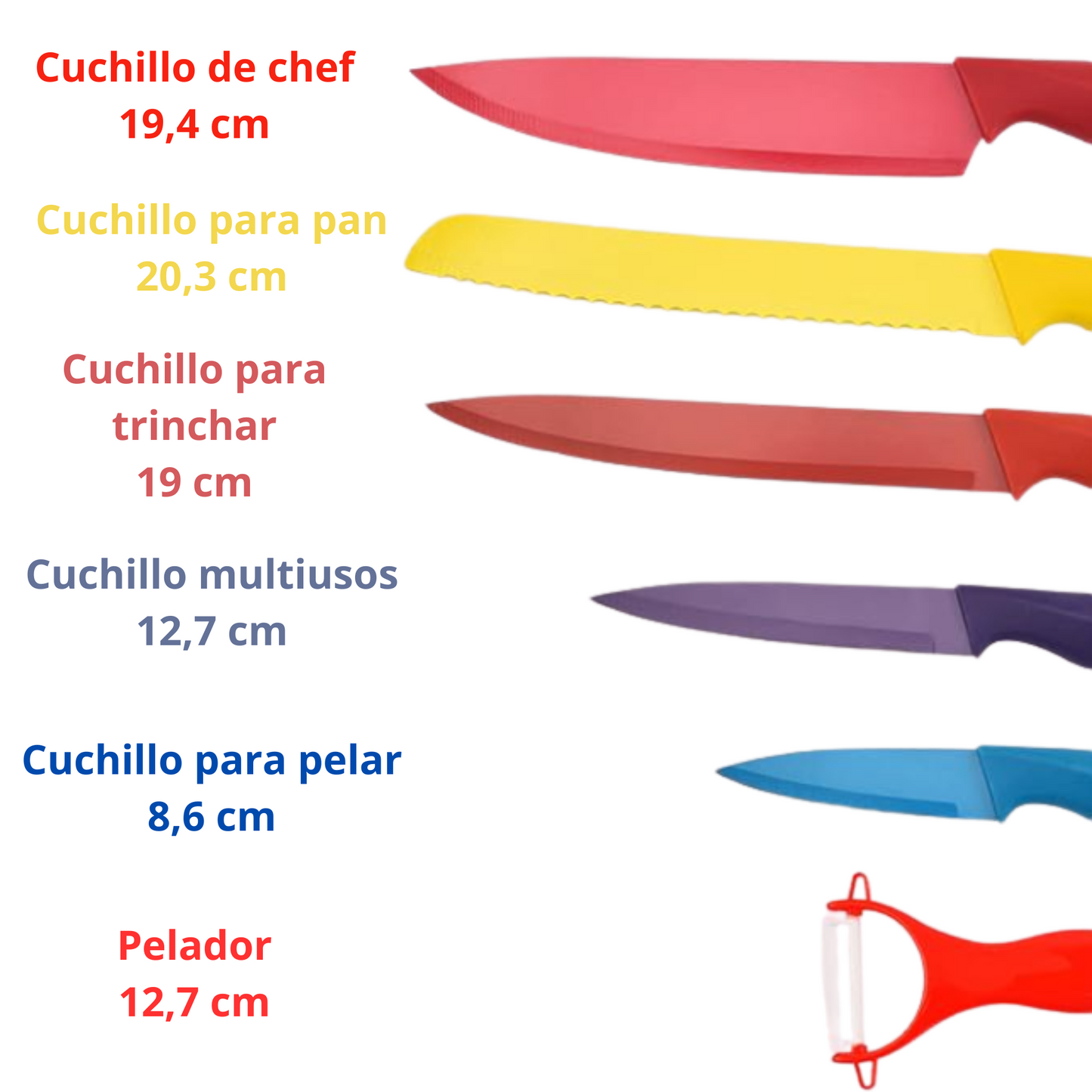 Set de Cuchillos 6 piezas coloridos