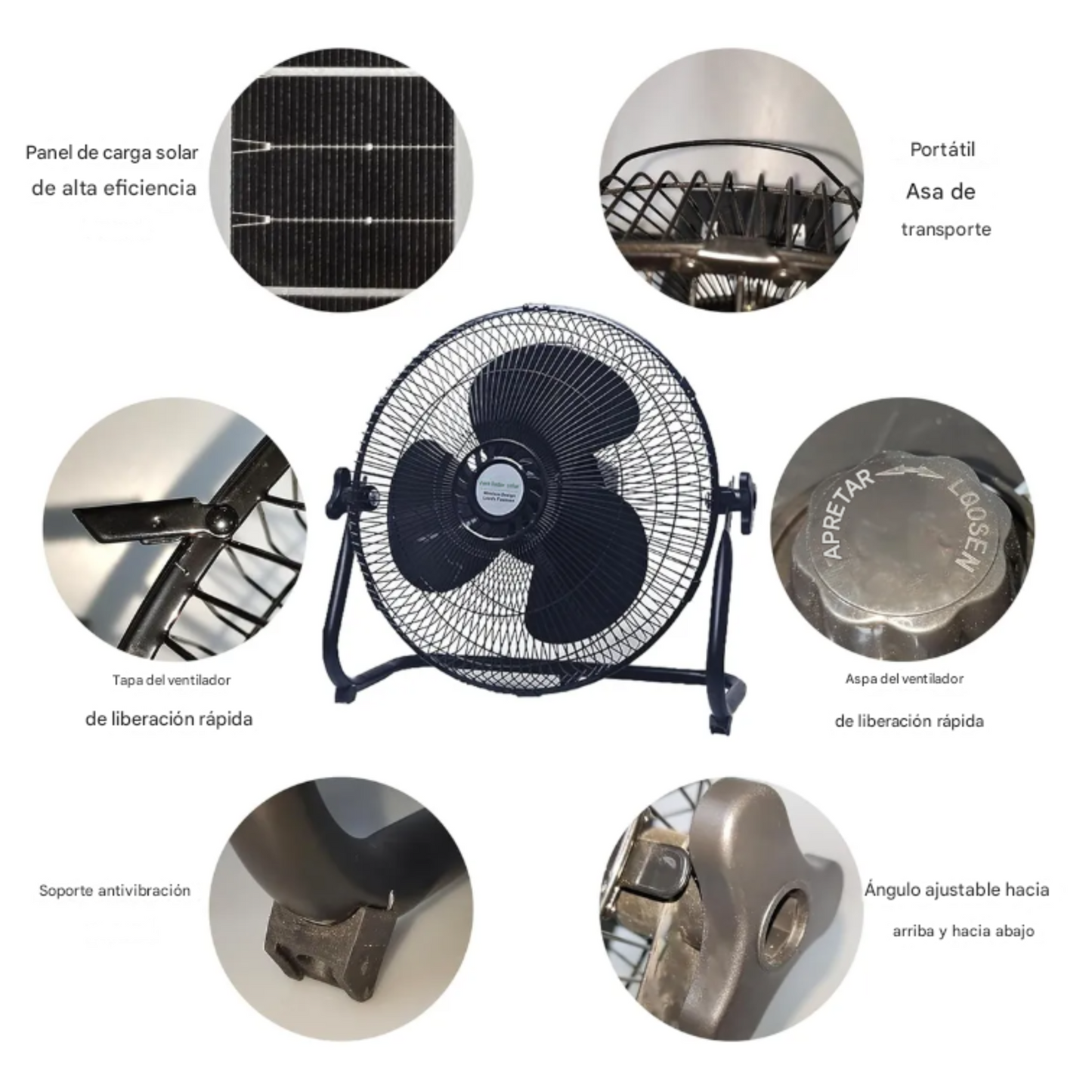 Ventilador de pedestal solar