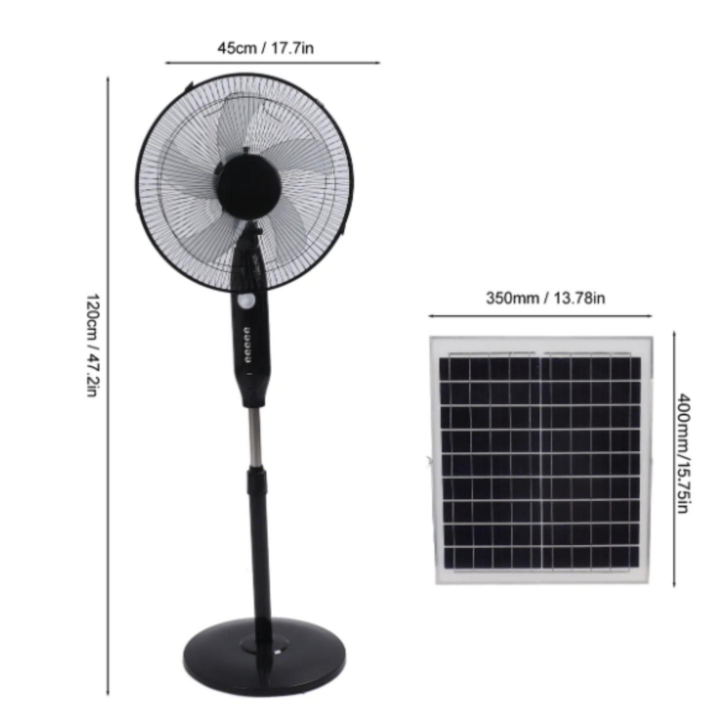 Ventilador Solar De Pie - Negro