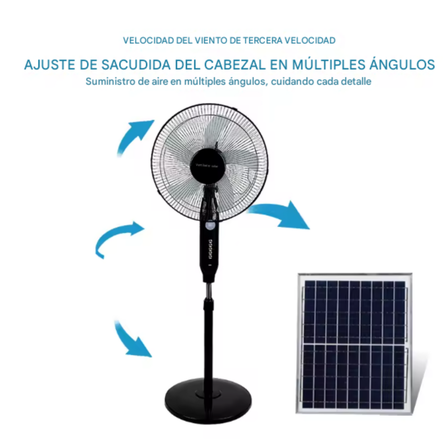 Ventilador Solar De Pie - Negro