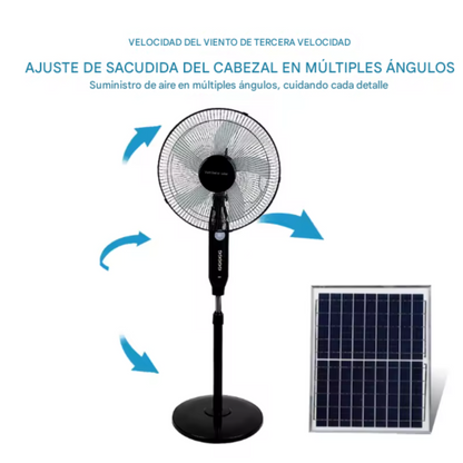 Ventilador Solar De Pie - Negro