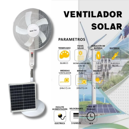 Ventilador Solar de Pie con luz