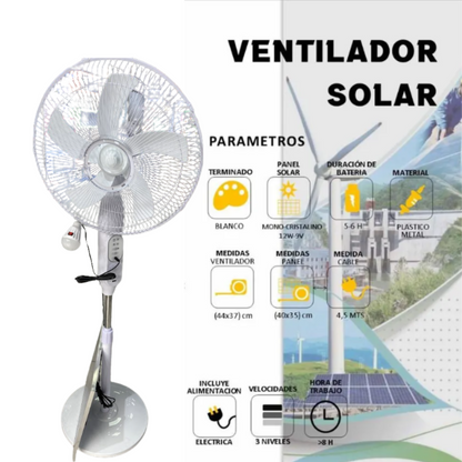 Ventilador Solar De Pie con luz y bombilla