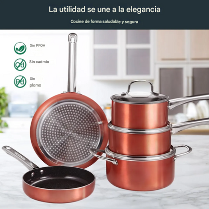 Set De Ollas Sartenes Y Utensilios De Cocina 11 Pcs