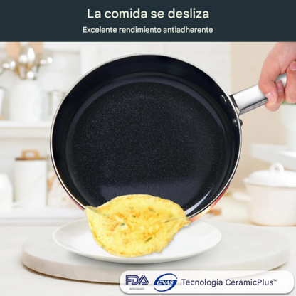 Set De Ollas Sartenes Y Utensilios De Cocina 11 Pcs