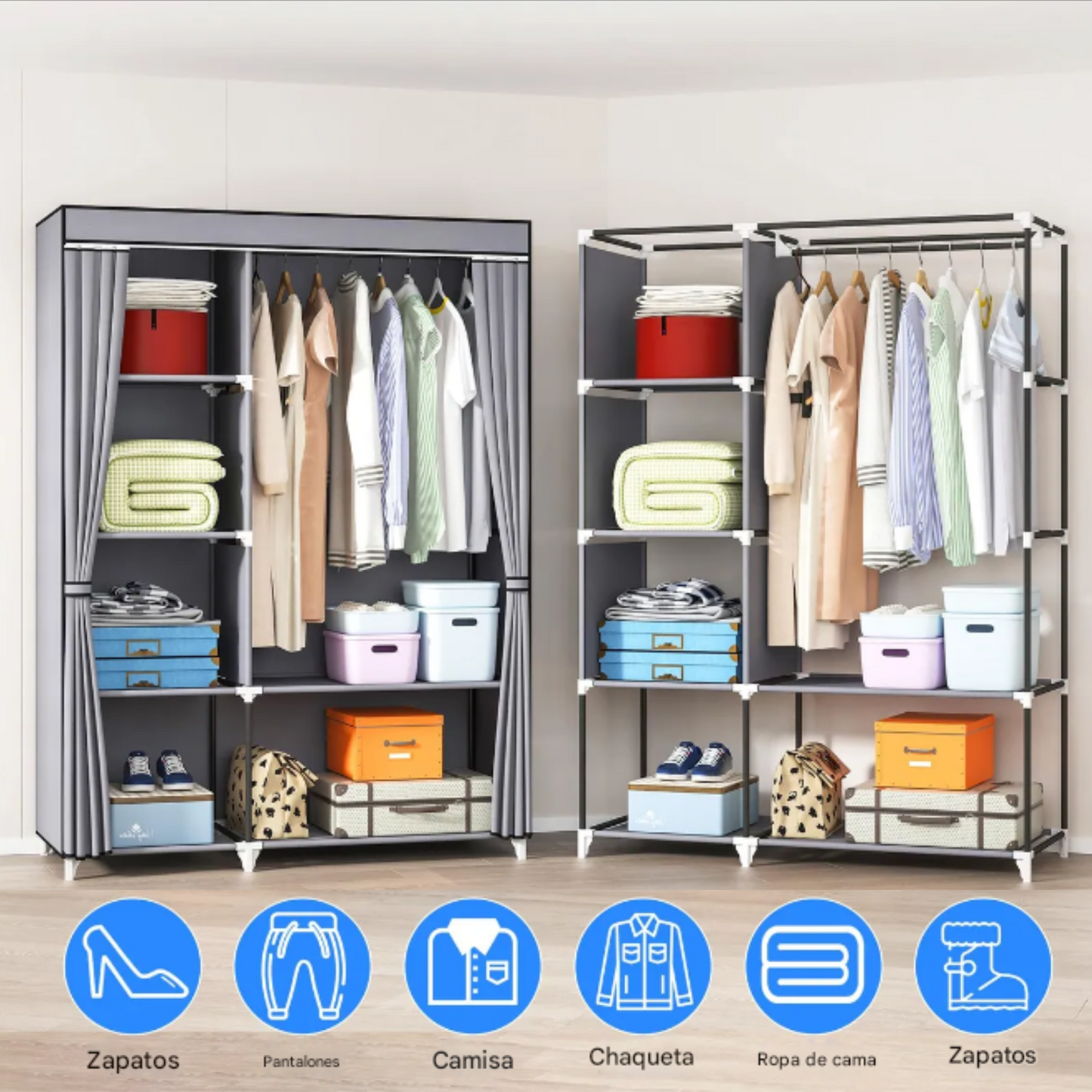 Armario armable con 6 estantes