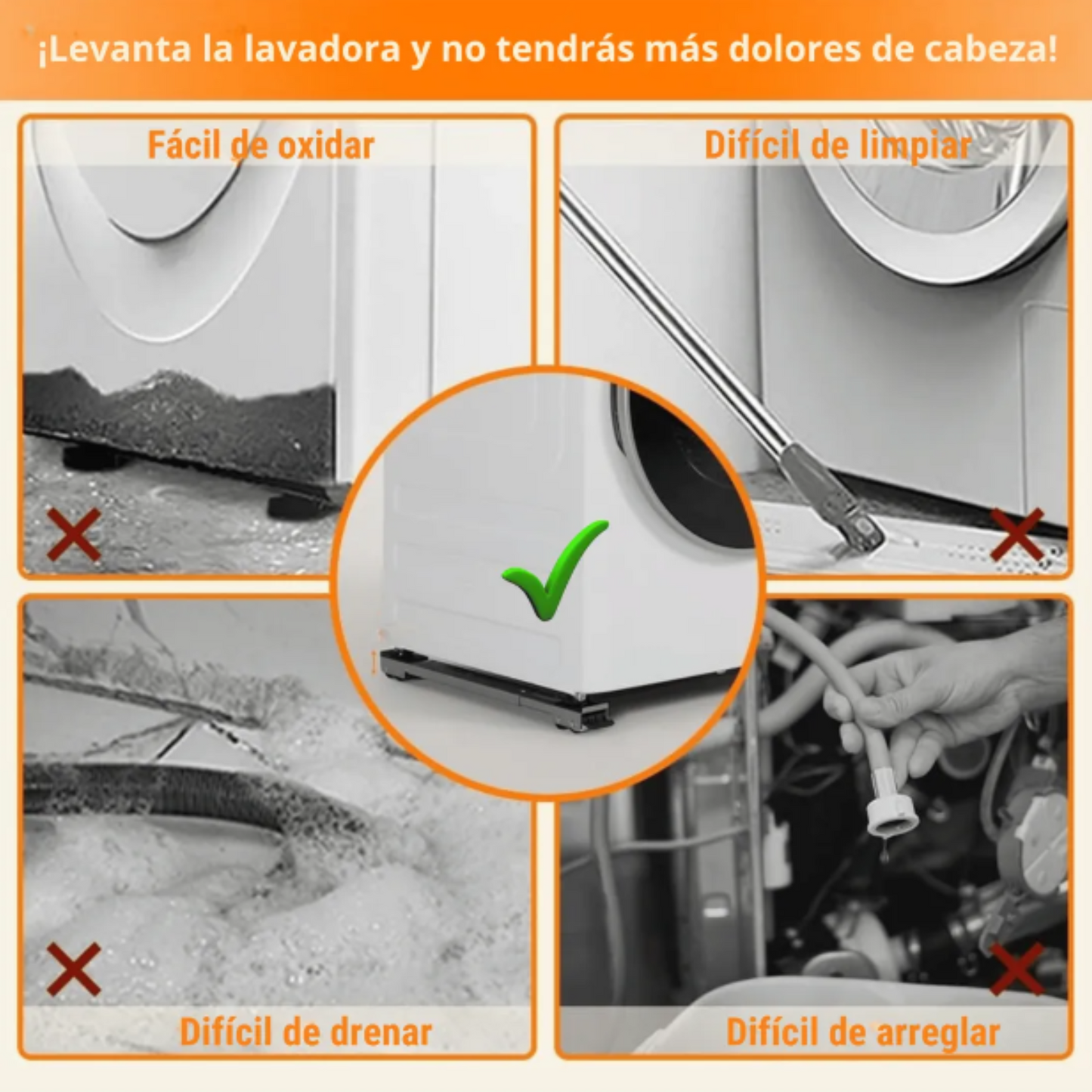 Base Soporte De Rueda Para Lavadora, Nevera, Estufa Ajustable