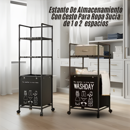 Estante De Almacenamiento Con Cesto Para Ropa Sucia de 1 o 2  espacios