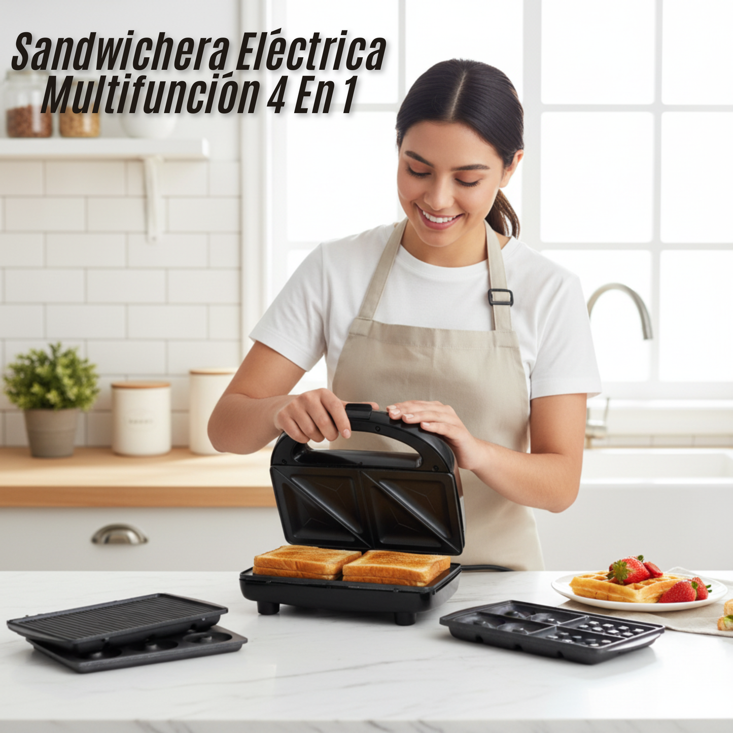 Sandwichera Eléctrica Multifunción 4 En 1