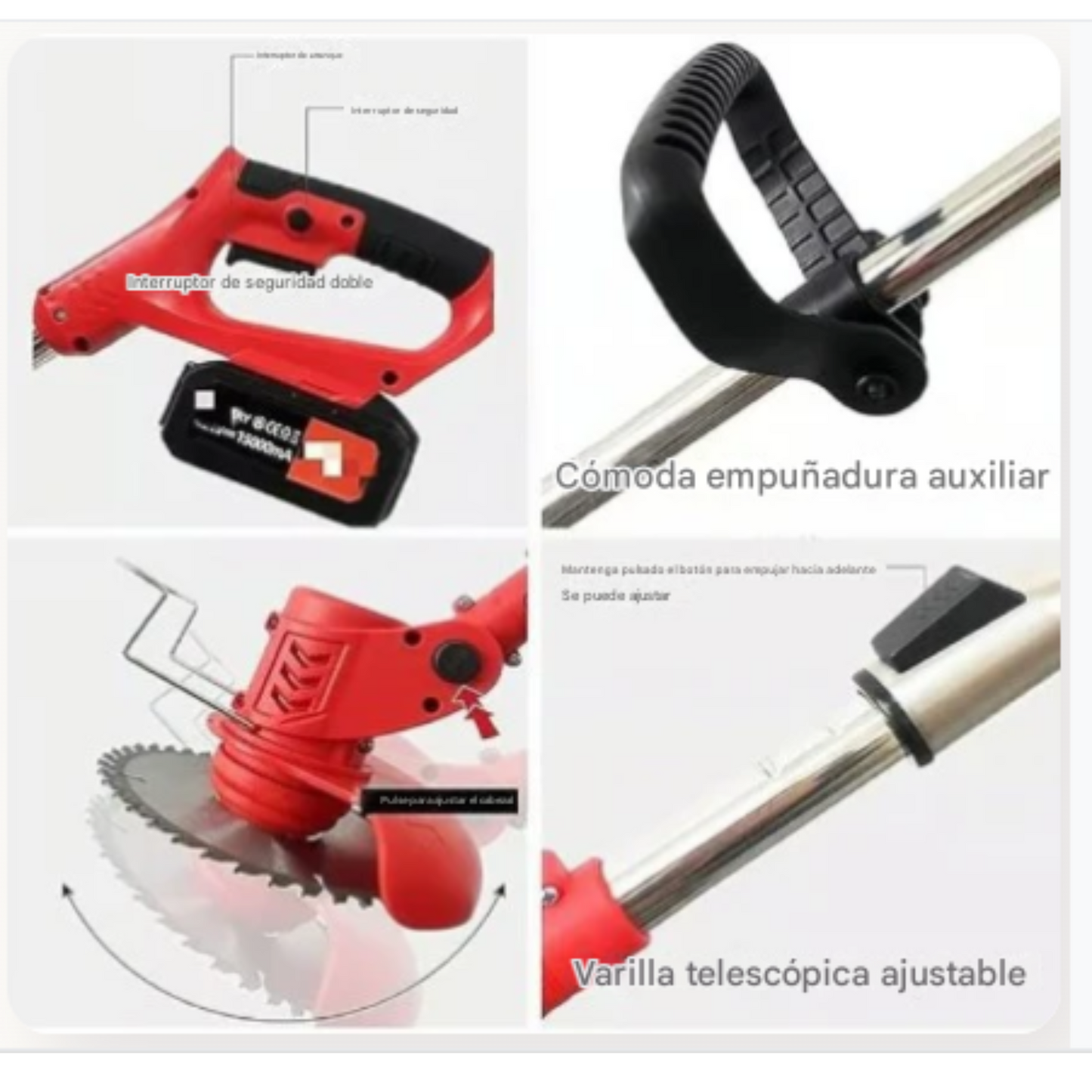 Podadora De Césped Eléctrica Inalámbrica + ruedas