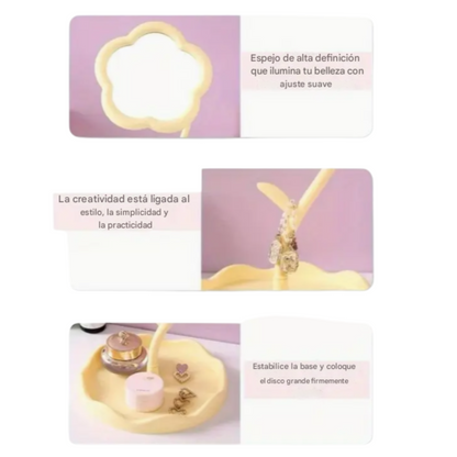 Espejo de maquillaje con forma de girasol