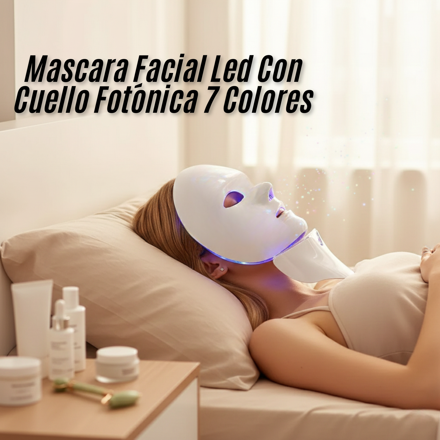 Mascara Facial Led Con Cuello Fotónica 7 Colores
