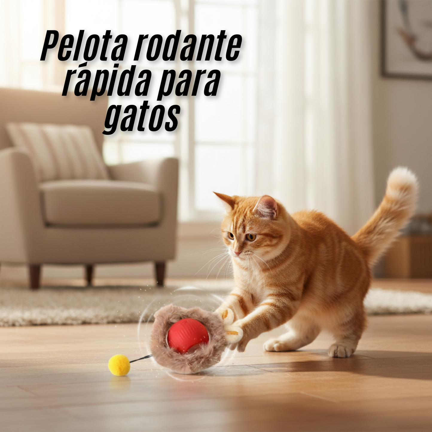 Pelota rodante rápida para gatos