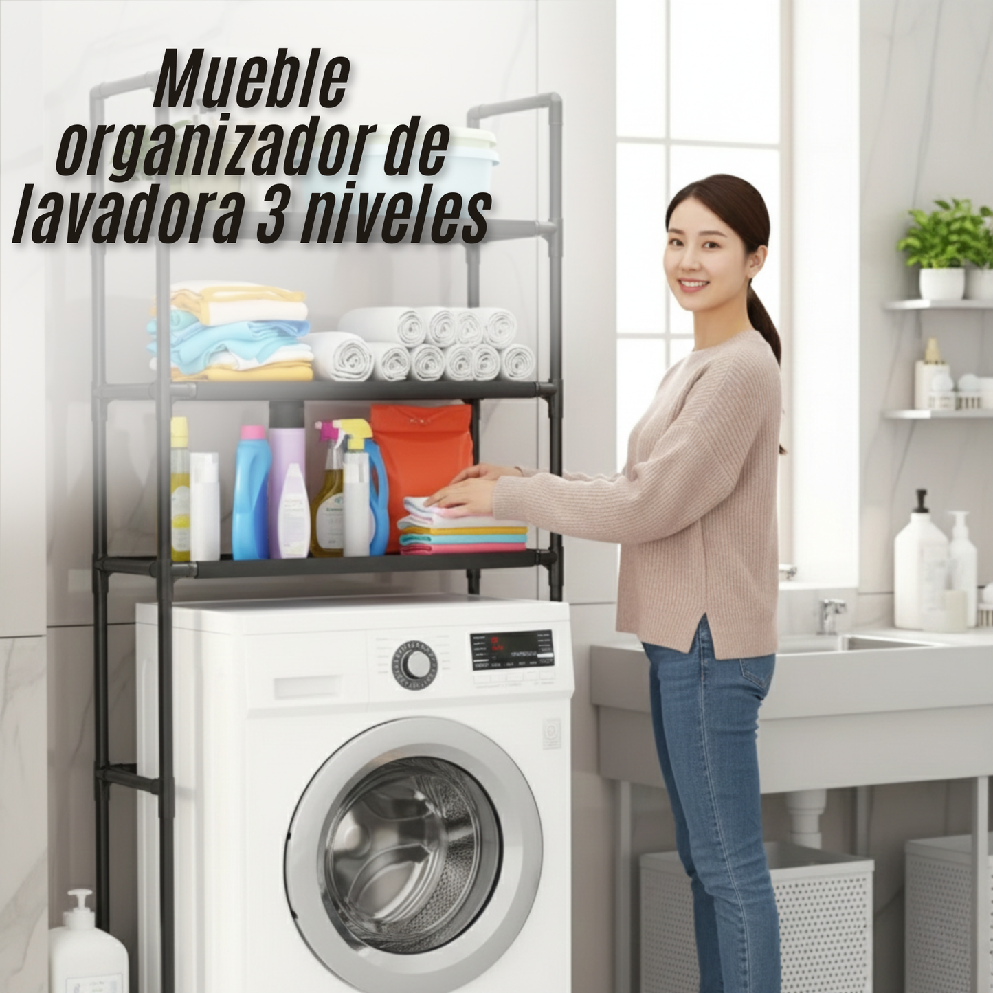 Mueble organizador de lavadora 3 niveles