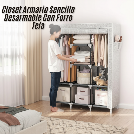Closet Armario Sencillo Desarmable Con Forro Tela