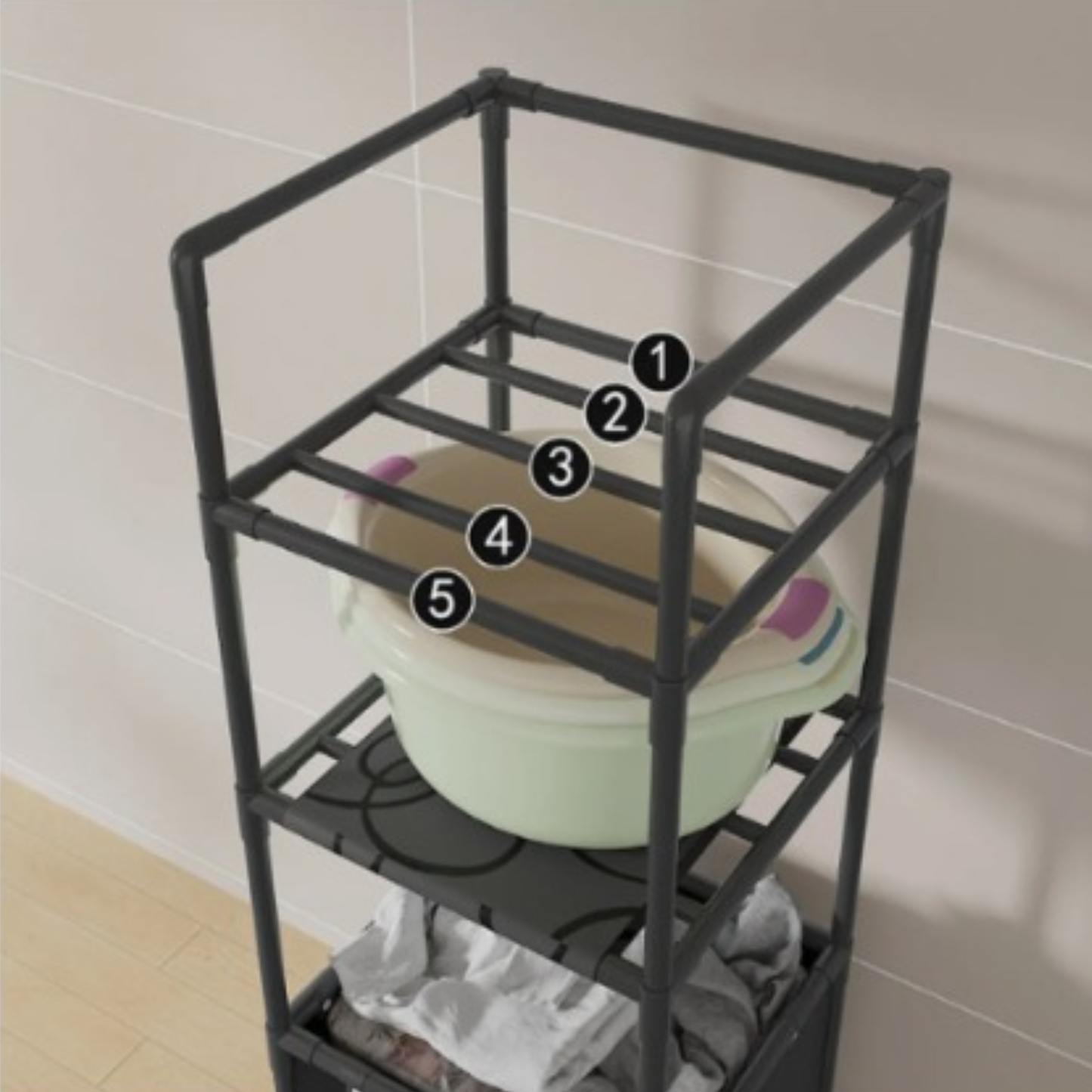 Estante De Almacenamiento Con Cesto Para Ropa Sucia de 1 o 2  espacios