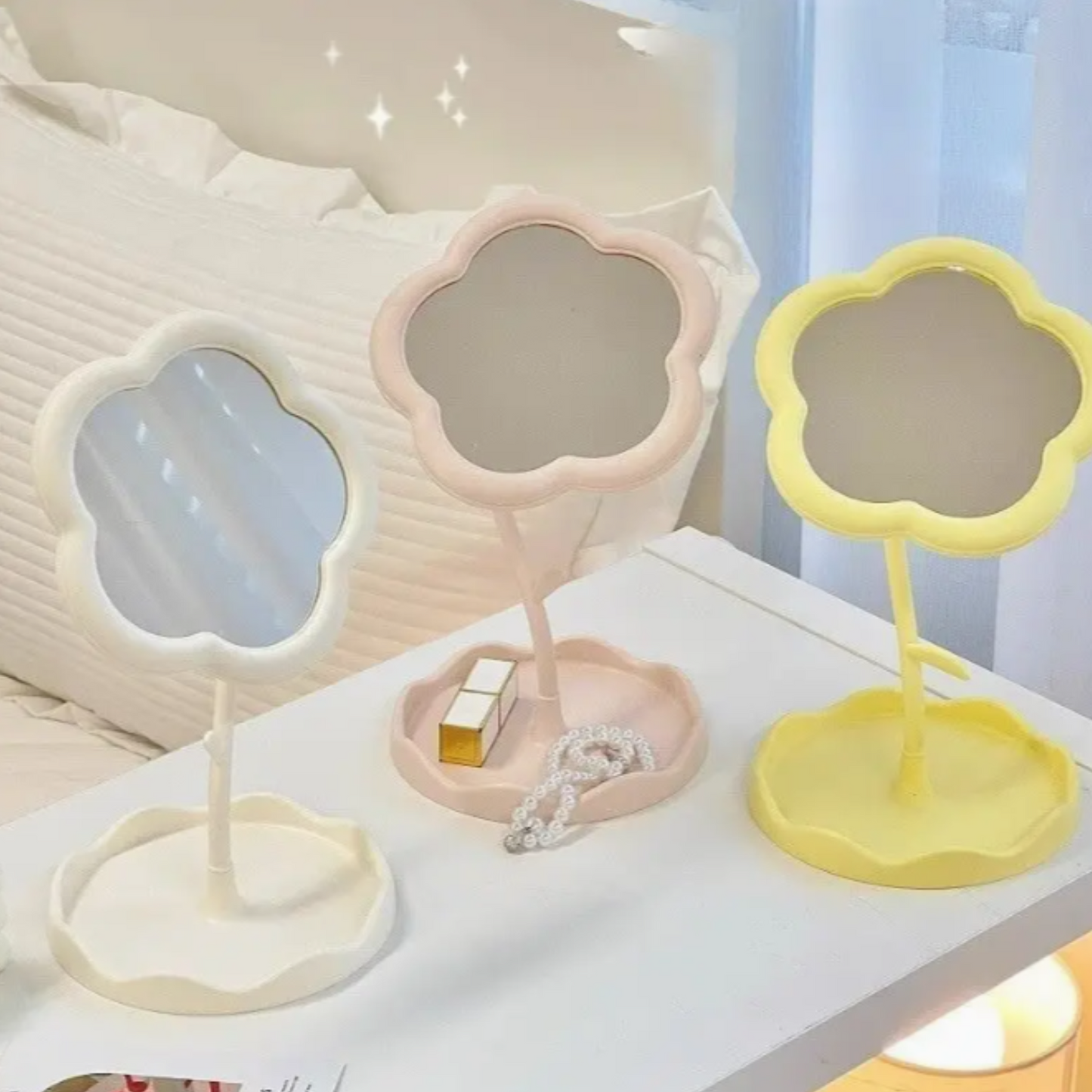 Espejo de maquillaje con forma de girasol