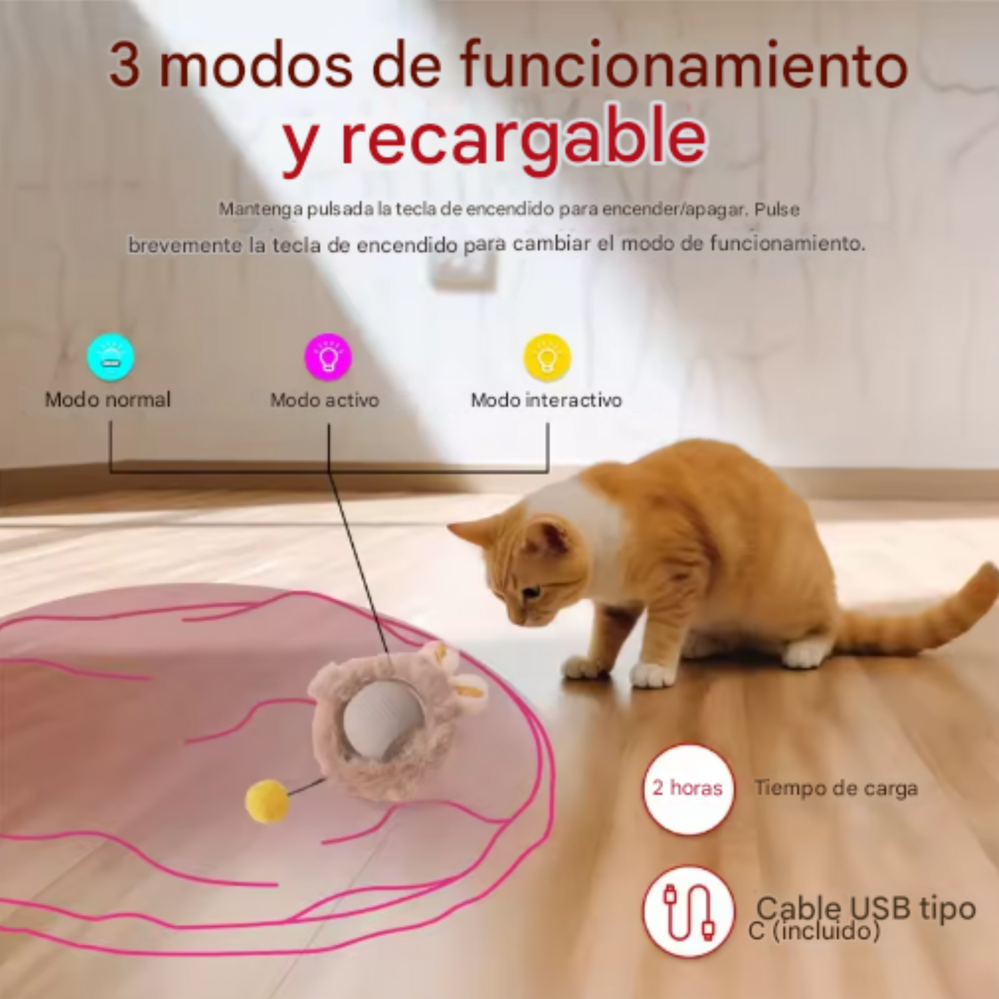 Pelota rodante rápida para gatos