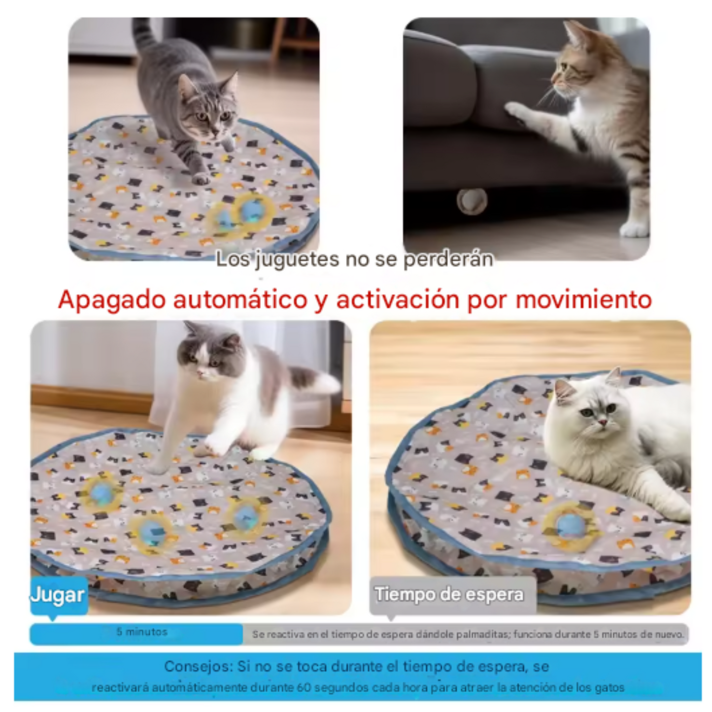 Pelota rodante rápida para gatos