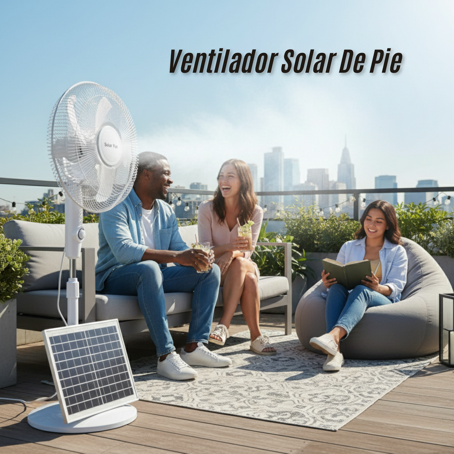 Ventilador Solar De Pie