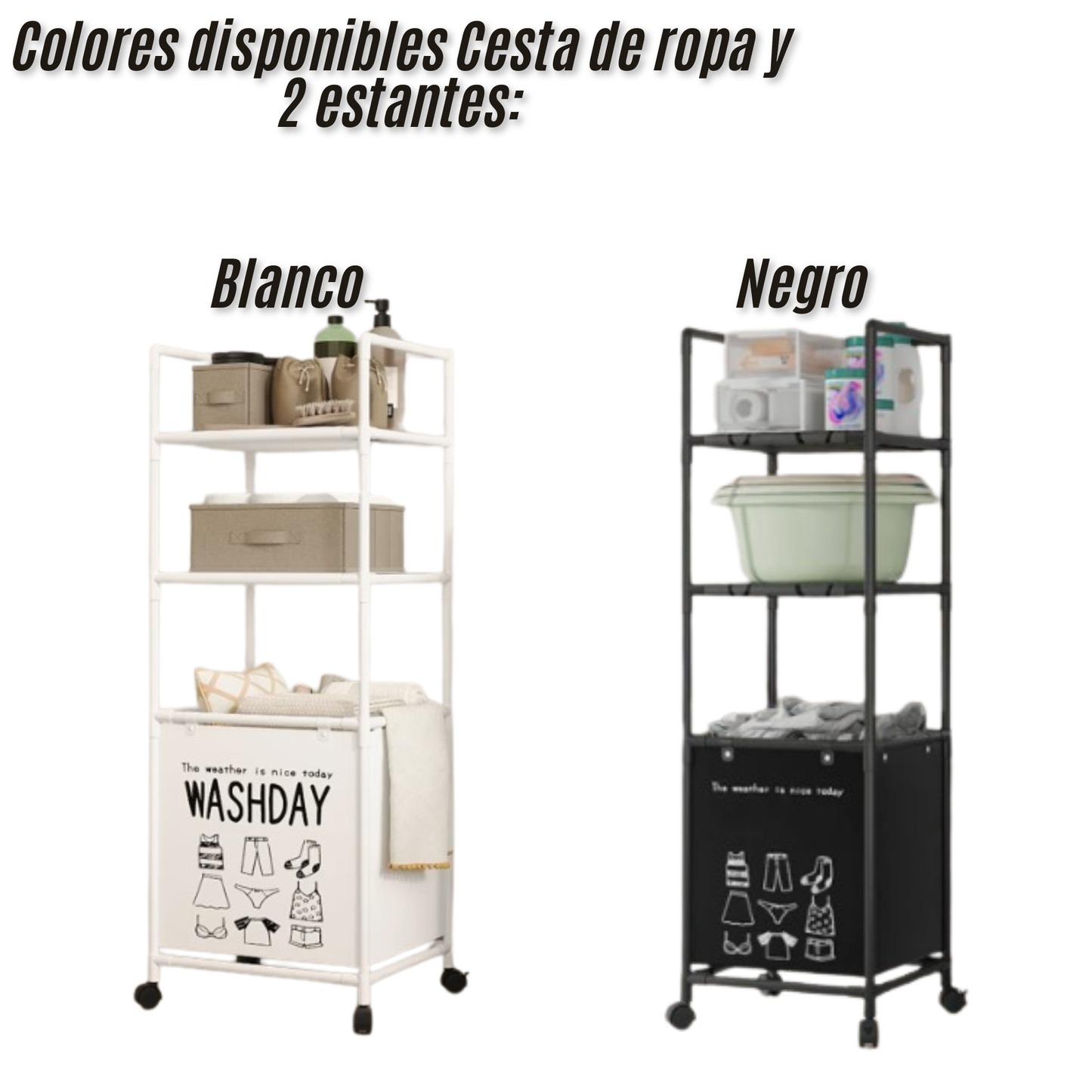 Estante De Almacenamiento Con Cesto Para Ropa Sucia de 1 o 2  espacios