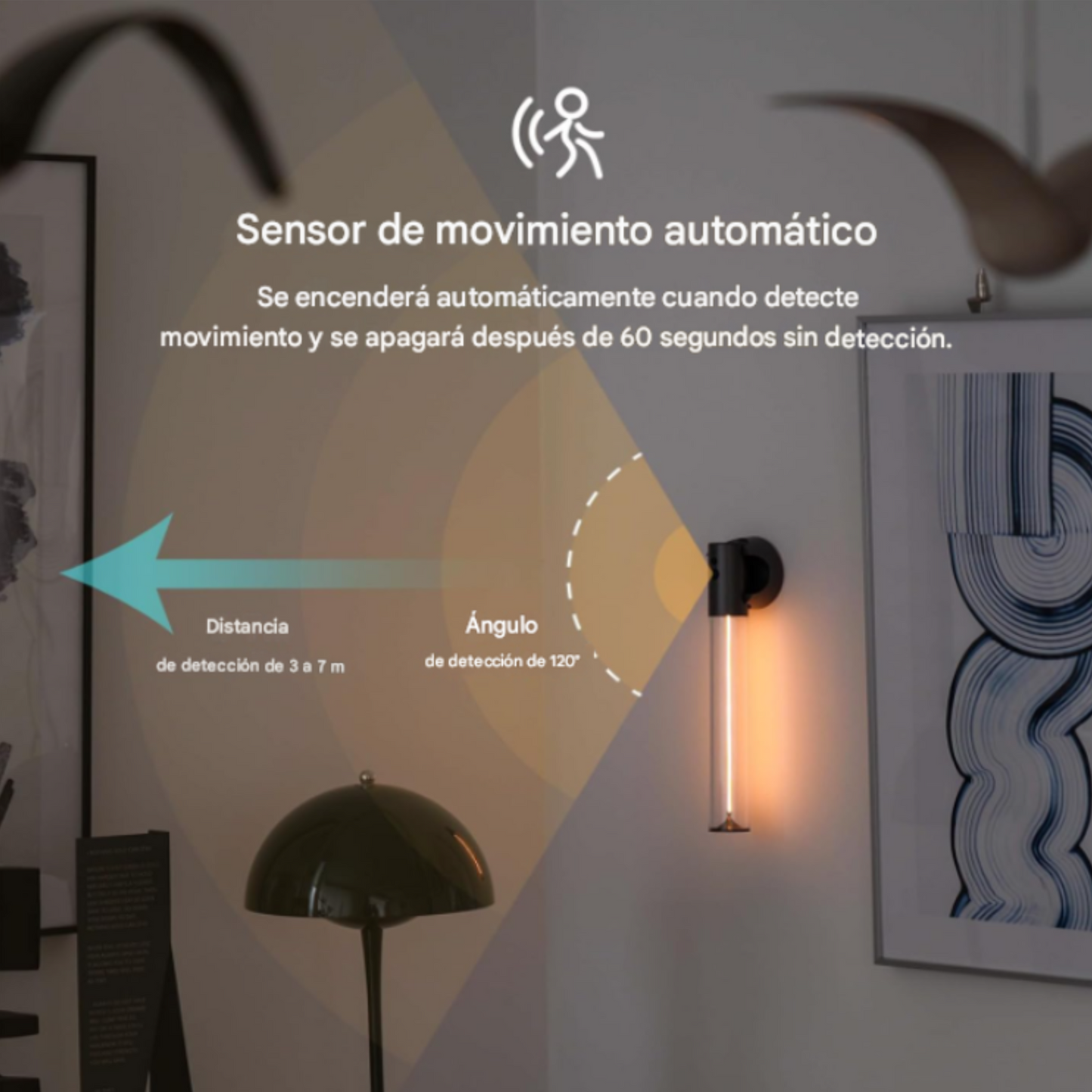 Lámpara de pared LED magnética con sensor de movimiento