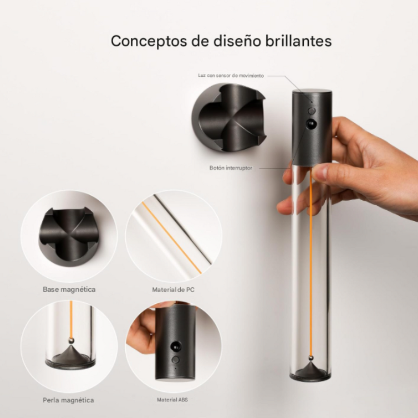 Lámpara de pared LED magnética con sensor de movimiento