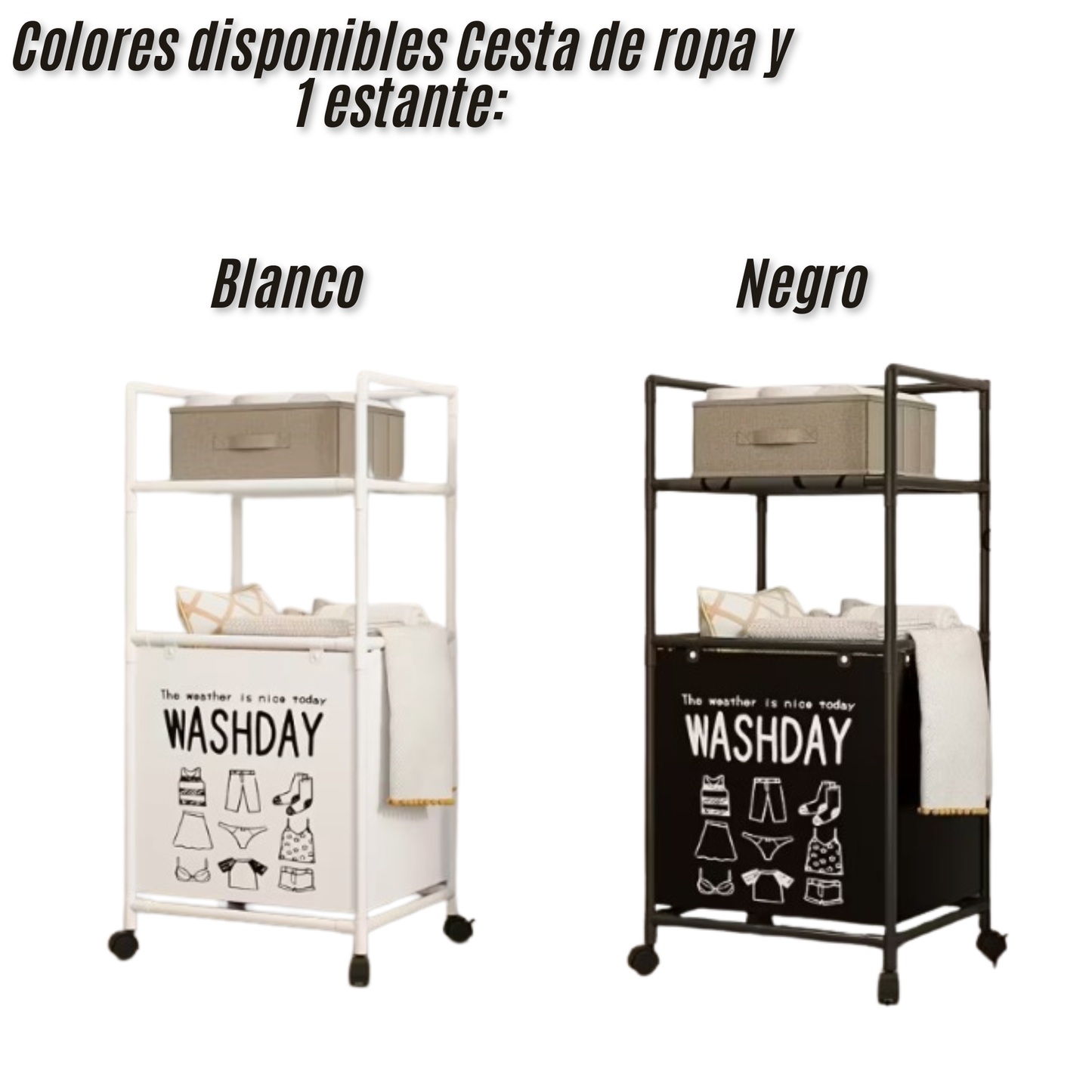 Estante De Almacenamiento Con Cesto Para Ropa Sucia de 1 o 2  espacios