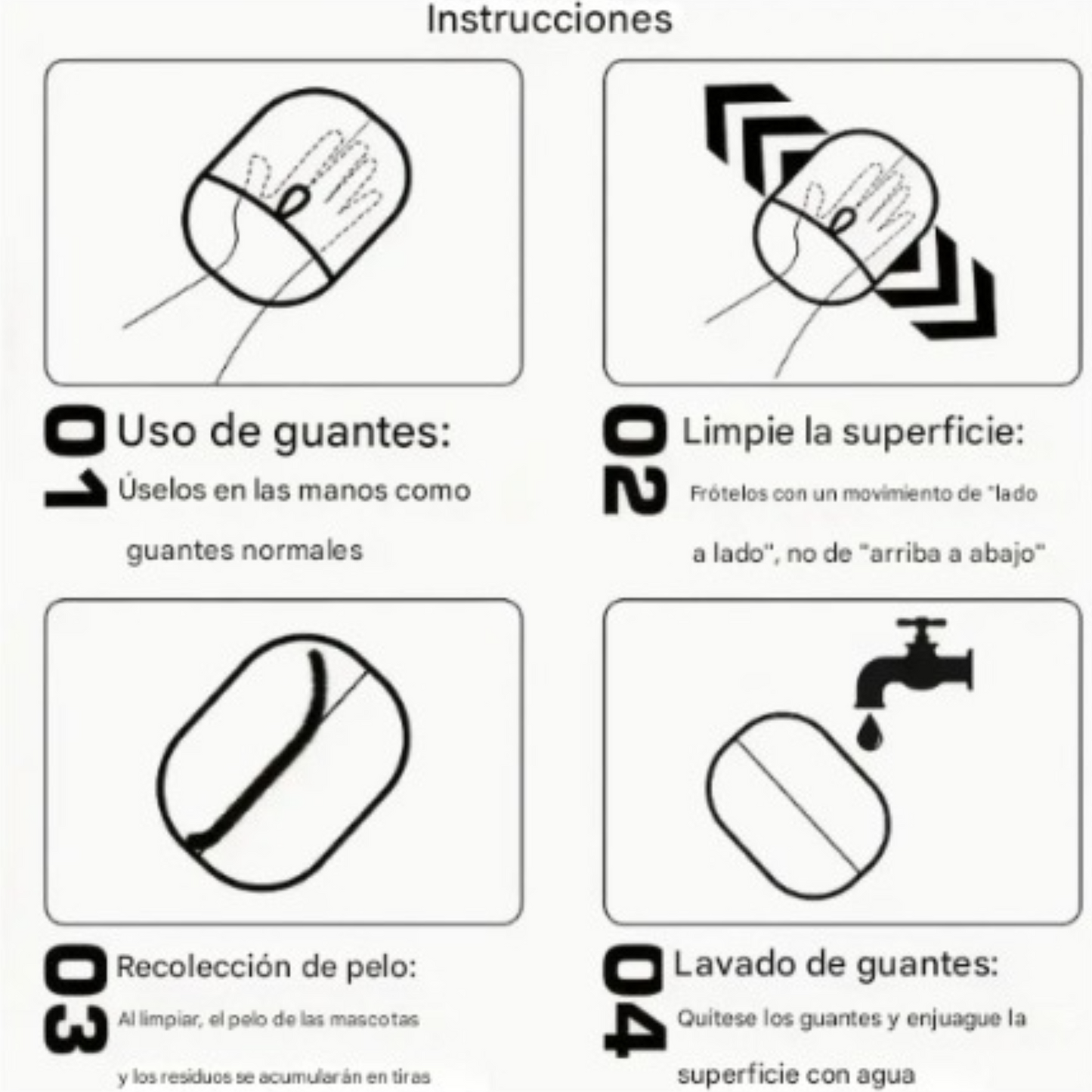 Guantes para la eliminación de pelo de mascotas