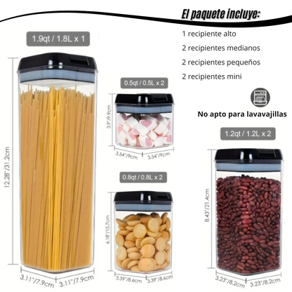 Kit De 7 Organizadores Herméticos De Cocina Para Alimentos