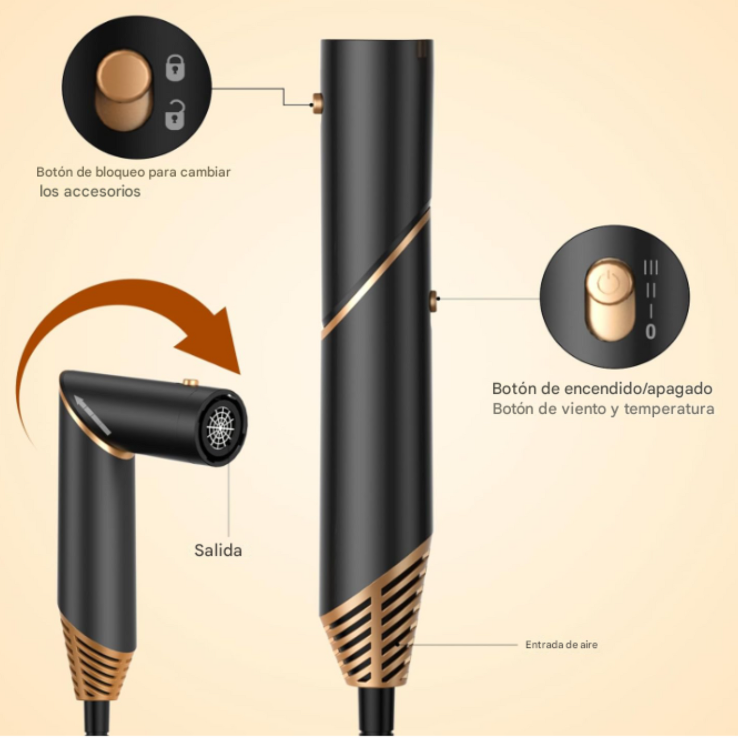 Secador para cabello 6 en 1