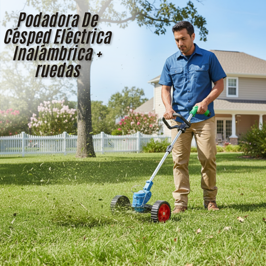 Podadora De Césped Eléctrica Inalámbrica + ruedas