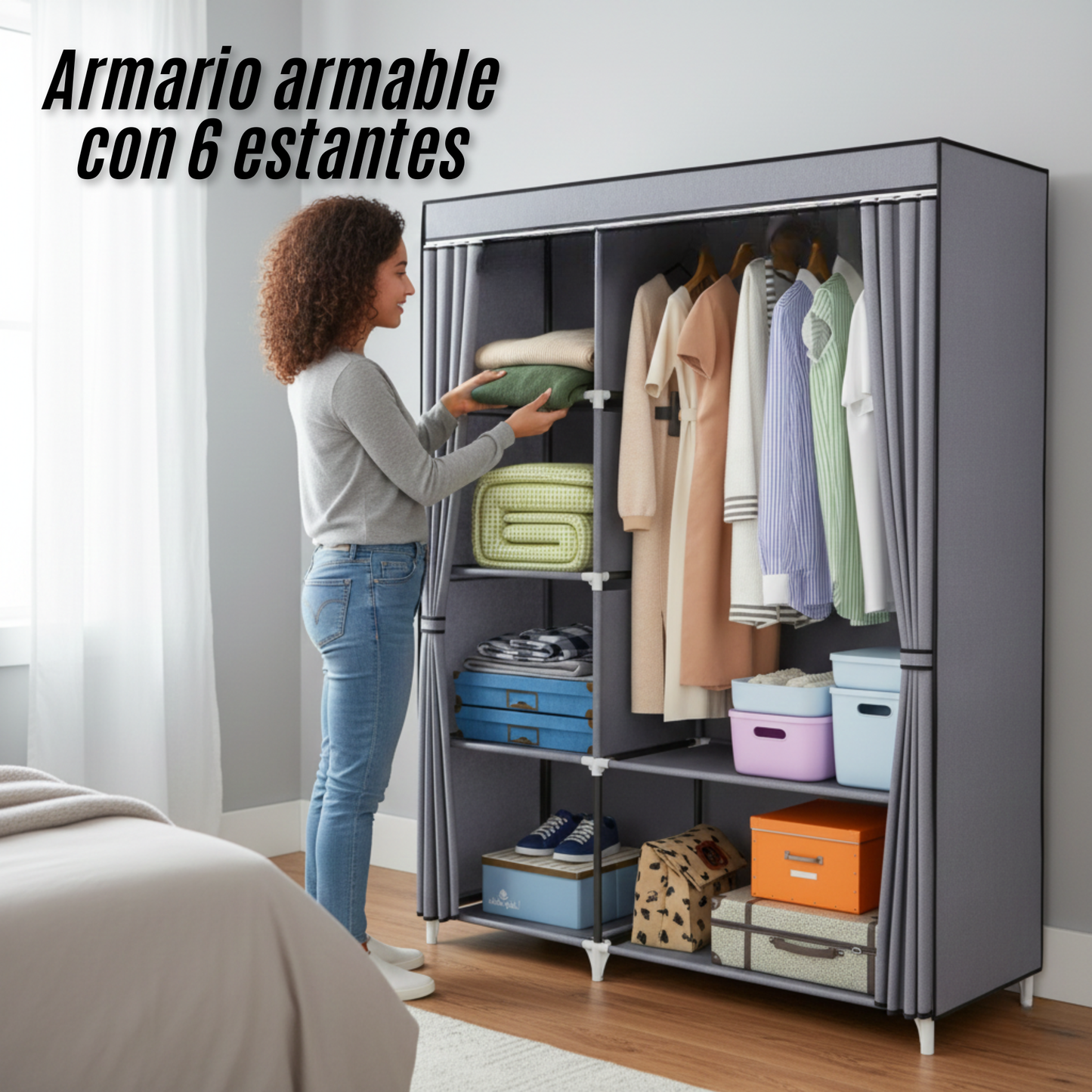 Armario armable con 6 estantes