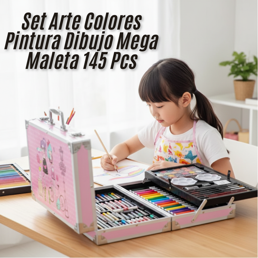 Set Arte Colores Pintura Dibujo Mega Maleta 145 Pcs
