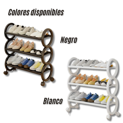 Estante de 3 Niveles Para Zapatos Con Ruedas