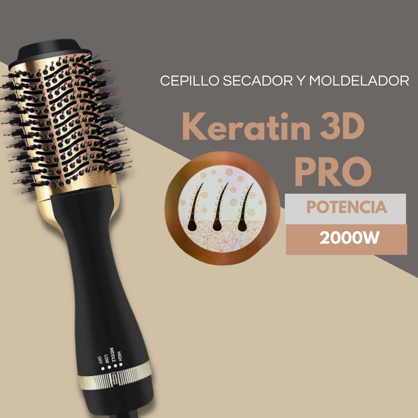 Cepillo Secador Keratina 2000W