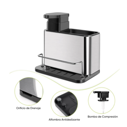 Dispensador De Jabón Con Soporte Para Esponja 3 en 1