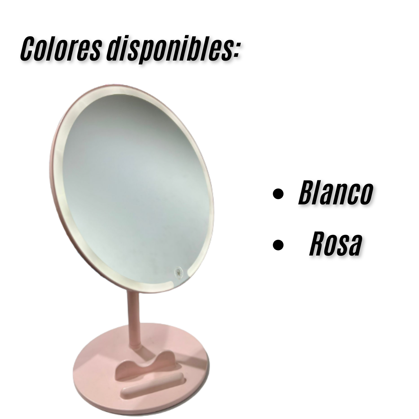 Espejo De Mano Led Con Soporte Para Celular