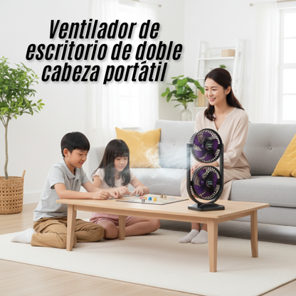 Ventilador de escritorio de doble cabeza portátil