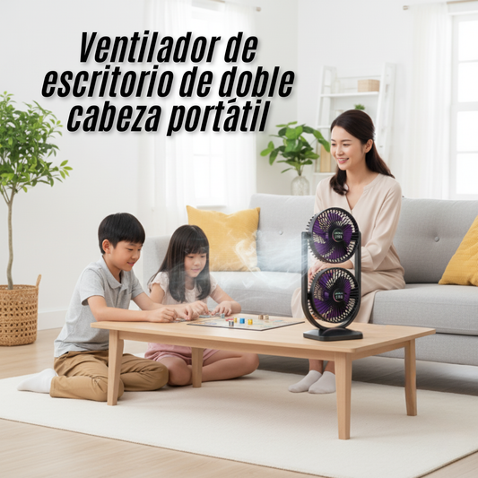 Ventilador de escritorio de doble cabeza portátil