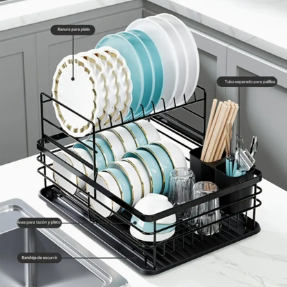 Escurridor de loza de 2 niveles
