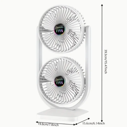 Ventilador de escritorio de doble cabeza portátil