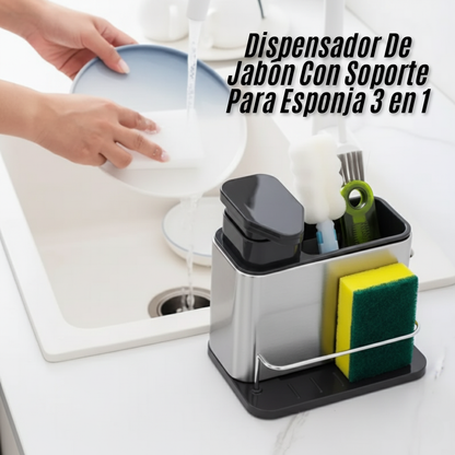 Dispensador De Jabón Con Soporte Para Esponja 3 en 1