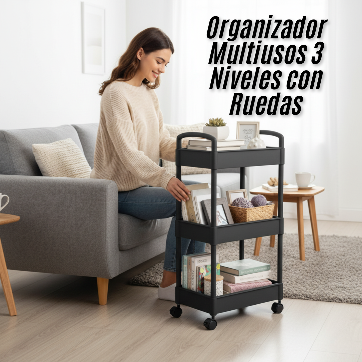 Organizador Multiusos 3 Niveles con Ruedas