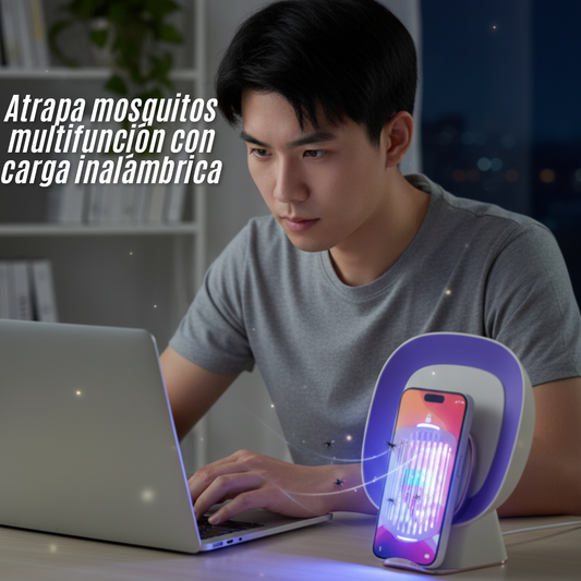 Atrapa mosquitos multifunción con carga inalámbrica para celular