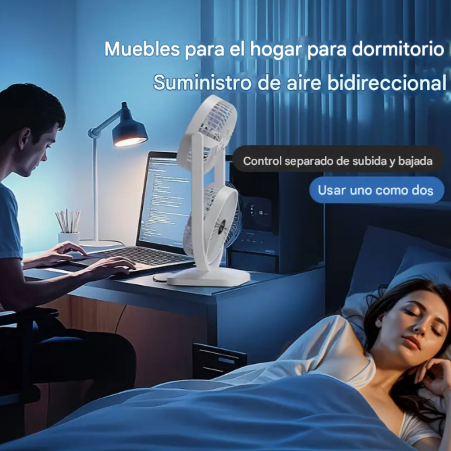 Ventilador de escritorio de doble cabeza portátil