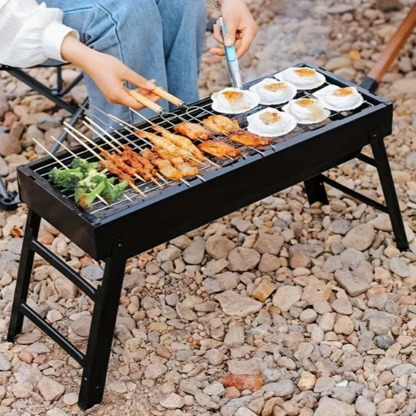 Parrilla Portátil de Acero Inoxidable para Carbón