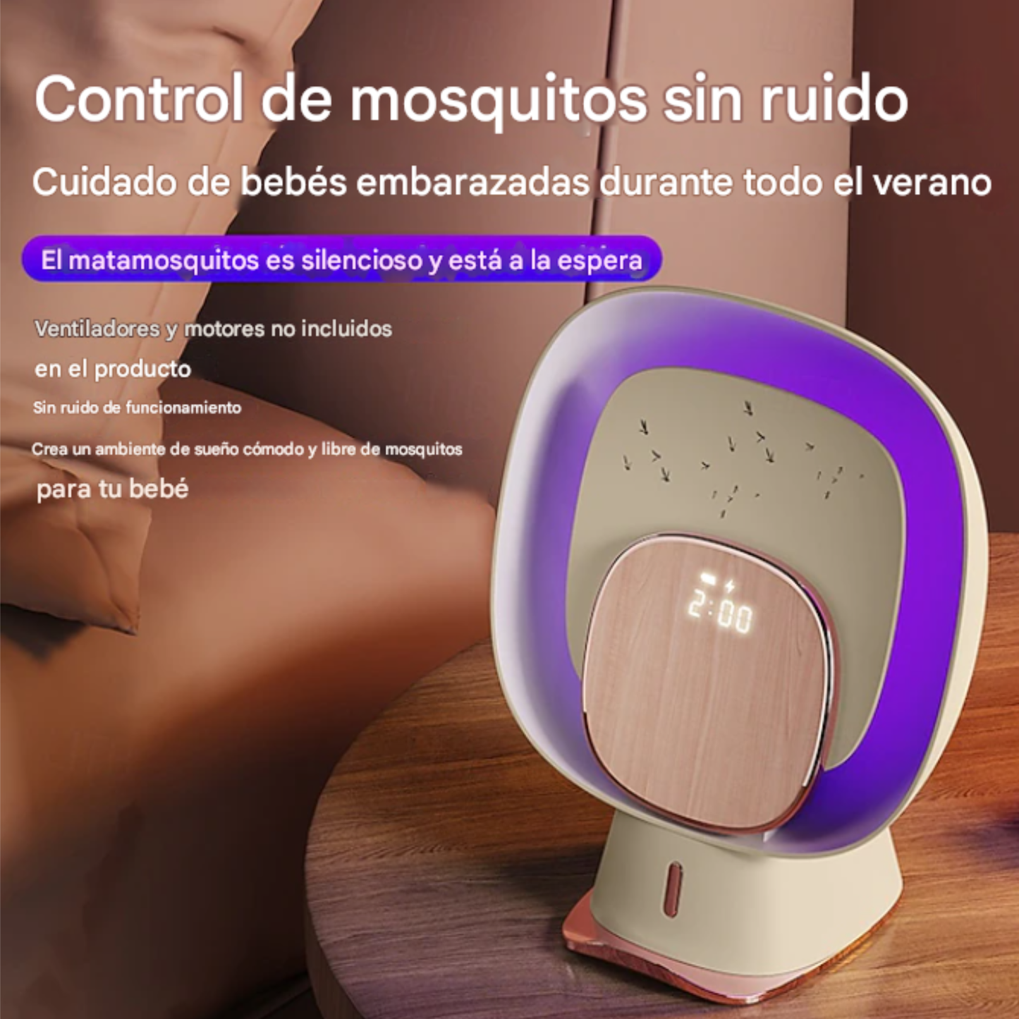 Atrapa mosquitos multifunción con carga inalámbrica para celular